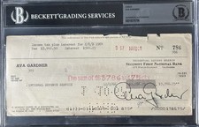AVA GARDNER Signed Check Beckett BAS Slabbed Autograph Frank Sinatra