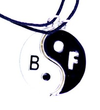 Two parts black and white yin yang sign necklace / necklaces