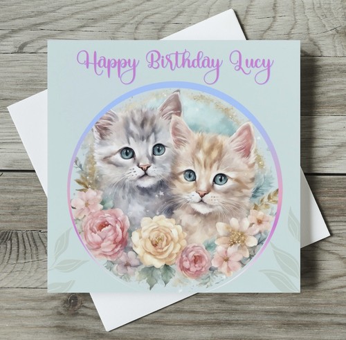 Personalised cat birthday card - cat,