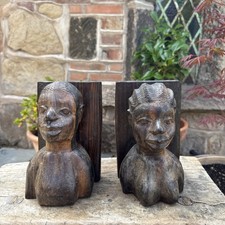 Hand Carved Wooden Bookends