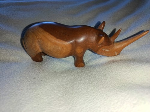 Handmade wooden rhino - wooden,