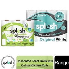 Splesh White Toilet Rolls & White Unscented XL Kitchen Towels Bulk Multi Pack