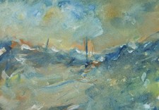 Original Watercolour, 'A Stormy sea', unknown artist,  c1970's