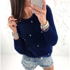 Womens Fluffy Faux Fur Jumper
