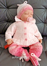 Hand knitted newborn baby clothes cardigan set  / reborn doll  20''- 21" outfit