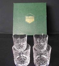 4 x Balmoral  CRYSTAL  OLD FASHIONED WHISKY GLASSES  3 1/4" BOXED.
