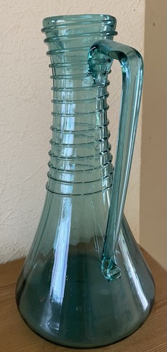 Vintage hand blown aqua glass - hand,