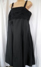 Fenn Wright Manson Black Silk strappy ball gown prom cocktail dress size 16