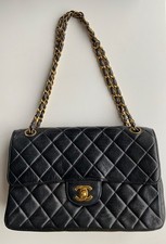 CHANEL Double Sided Medium Classic Flap Black Lambskin 24k Gold Hardware. 