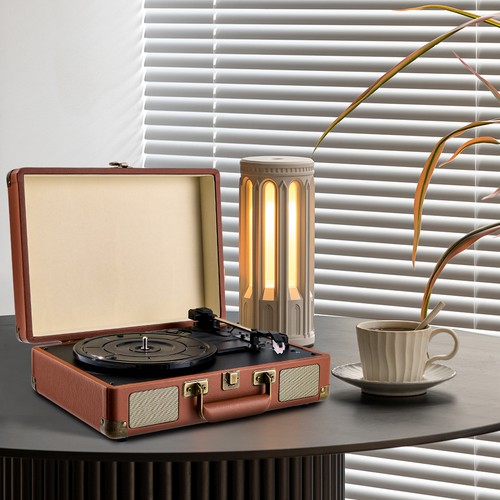 Vinyl record player with - record,