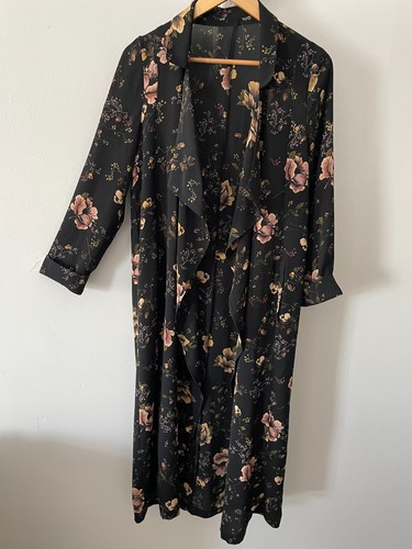 Long black floral - floral, lightweight