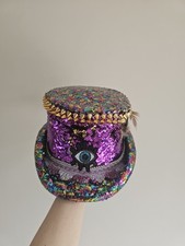 Festival Party Steampunk Sequin Handmade Mad Hatter Pimp Crazy Costume Top Hat