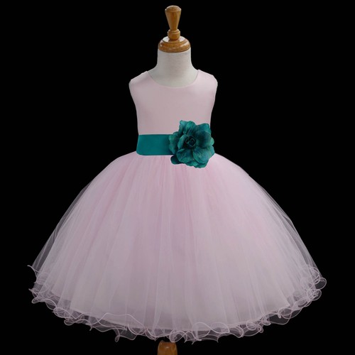 New pink pageant flower girl - new,