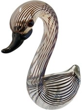 Murano Style Blown Glass Swan Figurine Decorative Art Glass Ornament