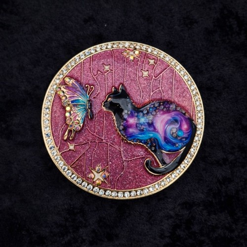 Cosmic cat brooch with - cosmic,