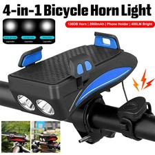 4-in-1 Bike Headlight Bicycle Front Light & Phone Holder 2000mAh Power Bank Horn