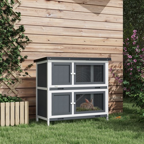 Pawhut rabbit hutch double - pawhut, hutch,