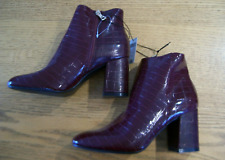 NEW - PEACOCKS - WINE CROC EFFECT, PATENT ANKLE BOOTS - SIZE 7 - NEW WITH TAGS