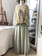 Authentic Vintage Jean Varon Floor Length Pastel Green Chiffon Dress. Size 16