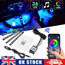 4x LED Car Interior Footwell Lights Strip RGB APP For Skoda Superb Fabia Octavia