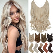 UK Hidden Secret Real Natural Invisible Wire in Hair Extensions One Piece & Ring