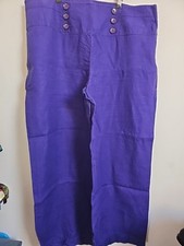 Debenhams Purple Linen Wide Leg Trousers Size 20