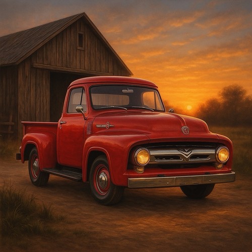 1956 ford f100 truck - wall, art