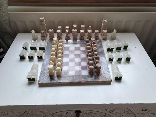 Chess set with marble board - chess,