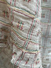 Antique 1900s / 1910s French X5 Pieces Of Window Curtain Woven Fabric