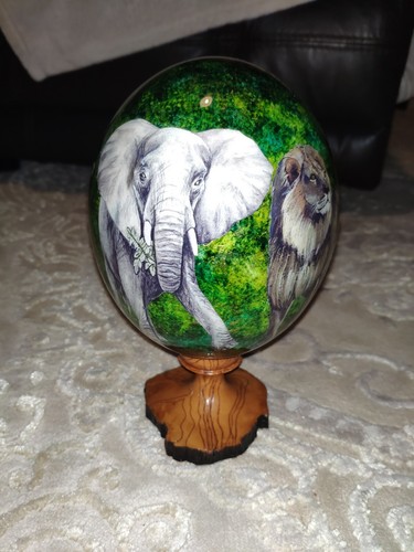 Decoupage ostrich egg art - art, –