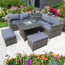 RATTAN FIRE PIT TABLE WICKER CONSERVATORY OUTDOOR GARDEN FURNITURE CORNER DINING