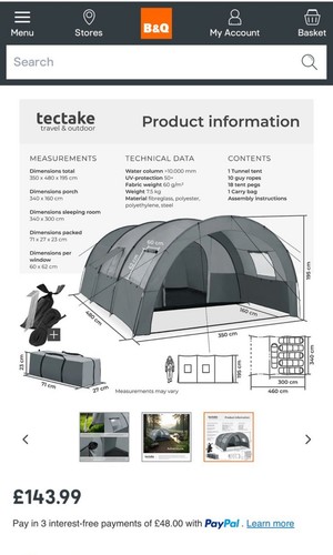 Tectake person tunnel tent - person,