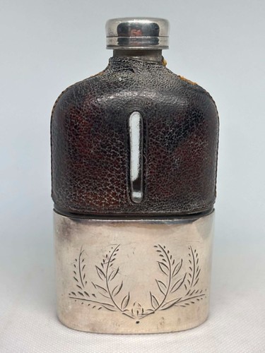 Vintage leather metal glass - leather,,