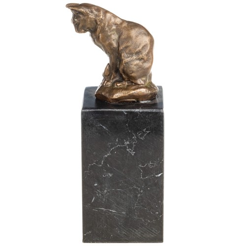 Bronze sculpture cat black - bronze,