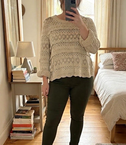 Cream open knit cable - tu,
