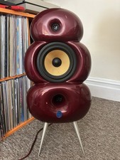 Pair B&W Blue Room House Pod speakers -Retro vintage in gloss burgundy very rare