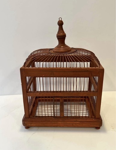Vintage wooden bird cage - bird,