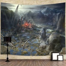 Dragonbone Graveyard Tapestry Wall Hanging Background Games Medieval Fantasy