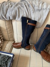 Womens CAPRICE  Cognac Multi Suede Leather High Boots Xs Shaft Size 6.5