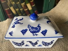Emma Bridgewater~Rare~Original Large~1 Pound~Blue Hen Lidded Butter Dish~2000