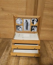 Large Wooden Jewellery Box Organiser With Photo Frames
