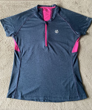 Dare 2b Women's Cycling Sports Jersey T Shirt - Size UK 10 - Meteor Grey & Pink