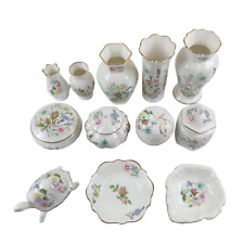 12 Pieces Of Aynsley Wild Tudor English Fine bone China Floral Vase Plate Jar