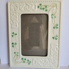BELLEEK SHAMROCK CLOVER PICTURE FRAME Tara Celtic Knots Irish Christmas Fits 4x6