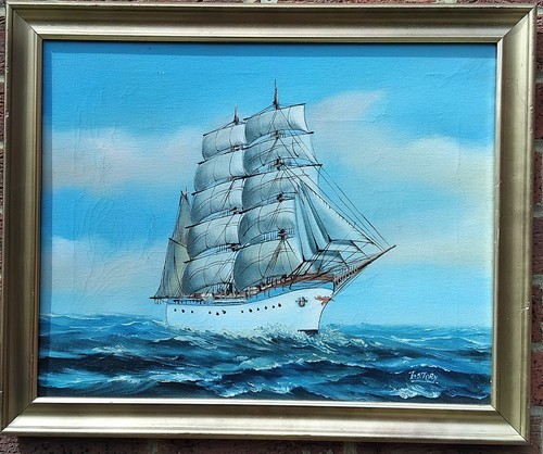 Oil painting sailing ship - sailing, at