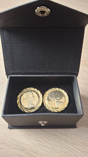 Mens cufflinks real coins half - mens,