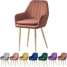 1/2/4 Dining Chair Velvet Padded Seat Armchair w/ Backrest Kitchen Lounge Cafe 