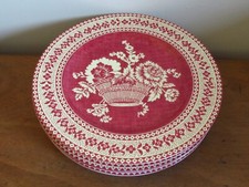 SET OF SIX LIMOGES PORCELAIN PATRICK FREY PANIERS FLEURIS DINNER PLATES RED