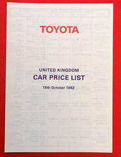 1982 TOYOTA PRICE LIST - Celica Supra Starlet Crown Corolla Carina Cressida L/C