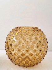 MID CENTURY BORSKE SKLO UNION HOBNAIL KNOBBLY GLASS VASE OPTIC AMBER VGC